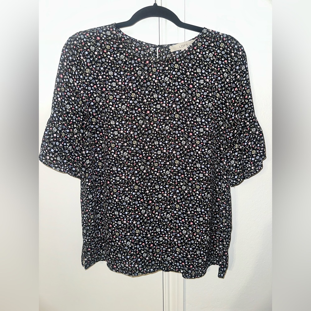 LOFT Floral Black Women's Top